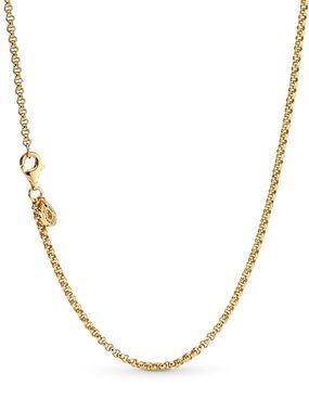 14K yellow plate heavy rolo chain, new Pandora adjustable up to 23.6"